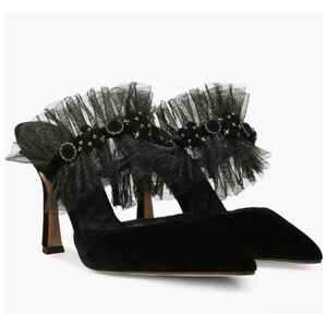 Sam Edelman Hughes Black Velvet High Heel Slides MSRP $160 11 M New